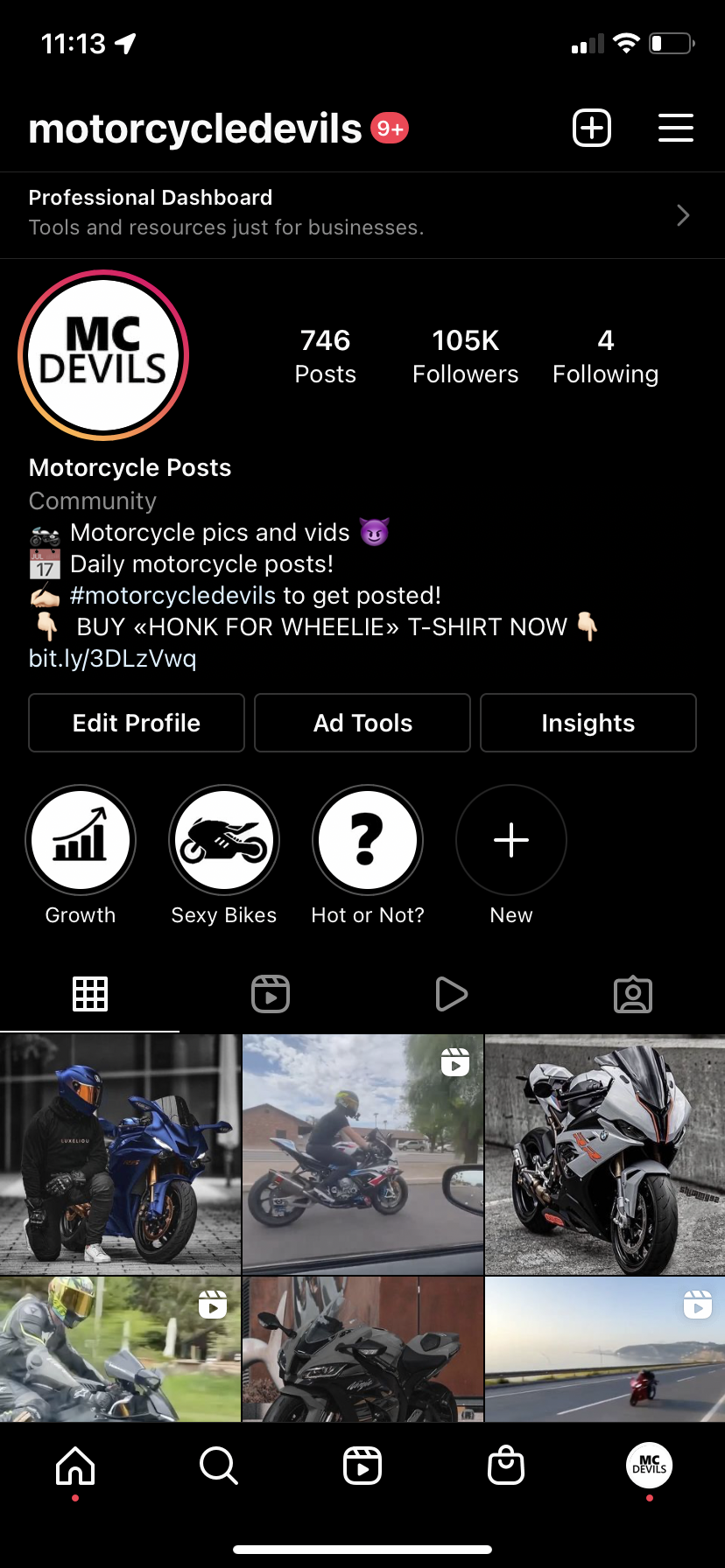 Instagram-profil @motorcycledevils